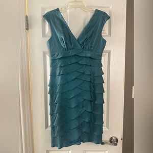 Like new! London Times Teal Layered Mini Dress